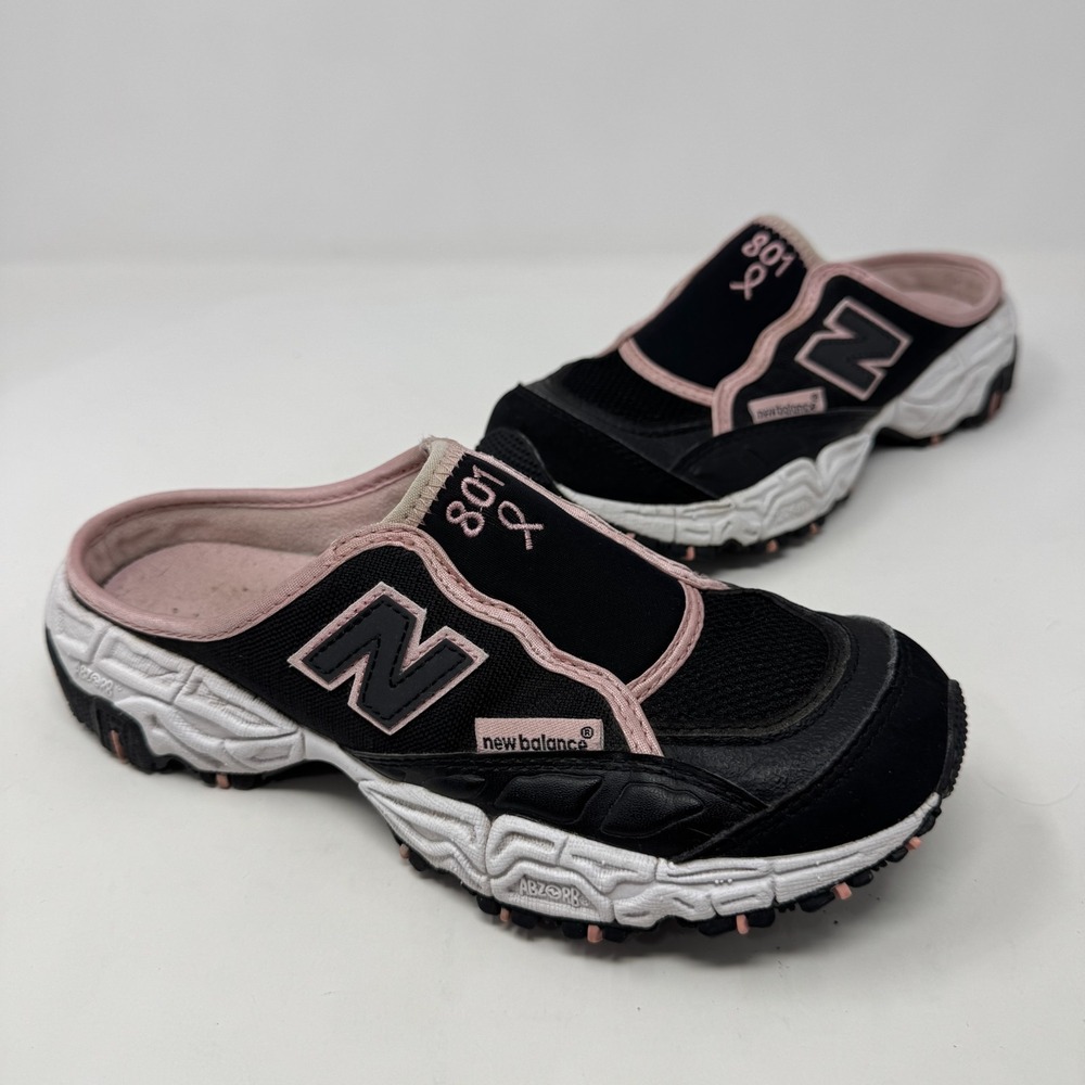 New Balance 801 Mules Black Pink Trail Slip On Clogs W801BP Women's Size 6